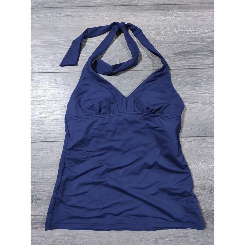 Lands' End Navy Blue Halter Tankini Swim Top Womens Size 4 Solid Beach Wear